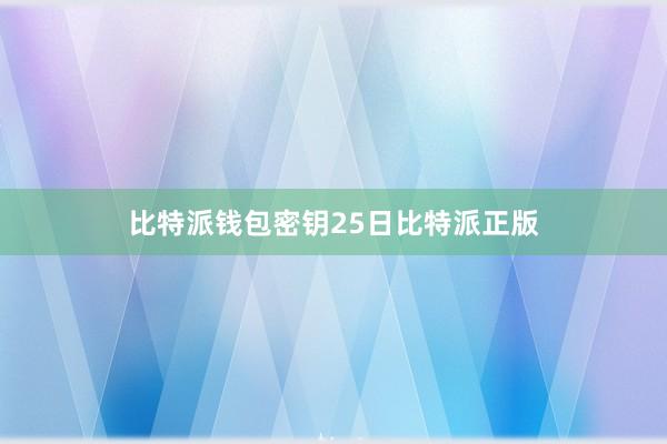 比特派钱包密钥25日比特派正版